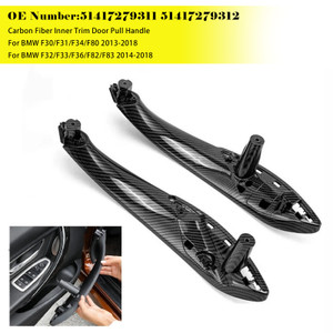 2015-2018 BMW M3 M4 2x Carbon Fiber Inner Trim Door Pull Handle Generic