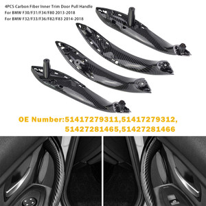 2012-2018 BMW 3 4  Series 4PCS Carbon Fiber Inner Trim Door Pull Handle Generic