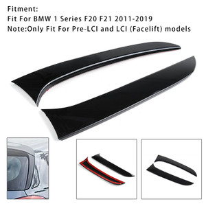 2011-2019 BMW 1 Series F20 F21 Pair Rear Window Side Wing Spoiler Gloss Black Generic