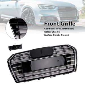 2017-2018 Audi A4 B9 S4 Pre-Facelift Front Bumper Mesh Hex Grille Chrome Generic