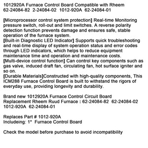 1012920A Furnace Control Board Compatible with Rheem 62-24084-82 2-24084-02