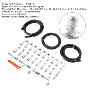 26PCS 9.5ft Air Conditioning Hose and Fitting Kit Includes 9.5ft #6#8#10 AC Hoses and #6#8#10 AC Fittings and pipe cutter