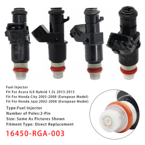2002-2008 Honda City Jazz 4Pcs Fuel Injector 16450-RGA-003 Generic
