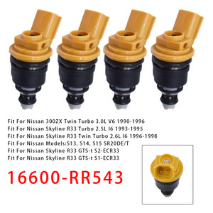 1990-1996 Nissan 300ZX Twin Turbo 3.0L V6 4Pcs Fuel Injector 16600-RR543 Generic