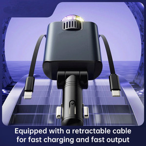 120W Super Fast Car Charger with Retractable Cable Ambient Light Smart Car Air Freshener Starry Sky Roof Car Charger