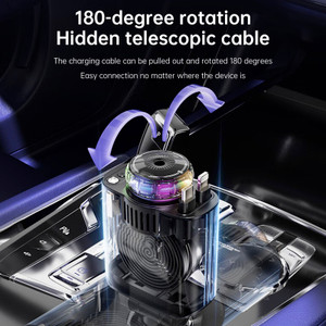 120W Super Fast Car Charger with Retractable Cable Ambient Light Smart Car Air Freshener Starry Sky Roof Car Charger