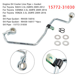 2009-2016 Toyota VENZA 3.5L 2GRFE Engine Oil Cooler Line Pipe 15772-31030+Gaskets Generic