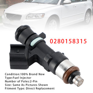 2004-2016 Volvo S40 S60 V50 V60 C30 C70 XC60 XC70 1Pcs Fuel Injector 0280158315 Generic