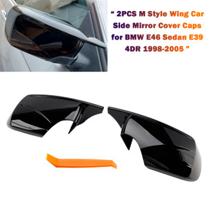1998-2005 BMW 3 Series E46 Touring 2PCS M Style Wing Car Side Mirror Cover Caps Black Generic