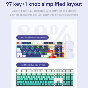 98-Key 2.4G Wireless Bluetooth Three-Mode Mechanical Keyboard DIY Customized RGB Black