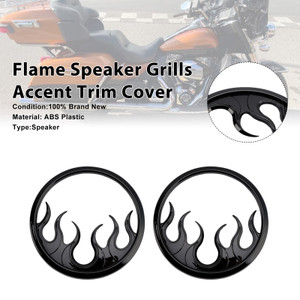 2014-2022 Harley Touring Electra Glide Flame Speaker Grills Accent Trim Cover Black Generic
