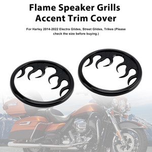 2014-2022 Harley Touring Electra Glide Flame Speaker Grills Accent Trim Cover Black Generic