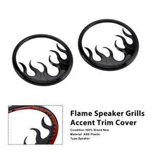 2014-2022 Harley Trike Tri Glide Ultra Flame Speaker Grills Accent Trim Cover Black Generic