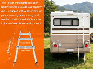 503L 48" Aluminum Universal RV/Motorhome Ladder Extension For all 1" Tube RV/Motorhome Ladders