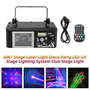 6IN1 Stage Laser Light Disco Party LED UV Stage Lighting System Club Stage Light