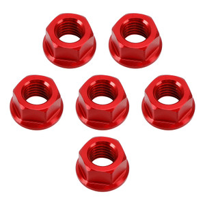 CNC Aluminum Rear Sprocket Carrrier Flange Nuts Set M10x1.5mm Red
