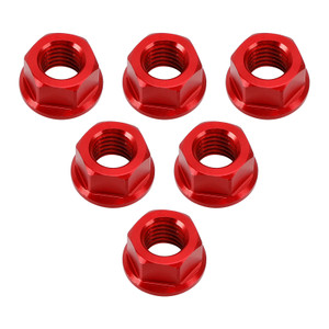 CNC Aluminum Rear Sprocket Carrrier Flange Nuts Set M10x1.5mm Red