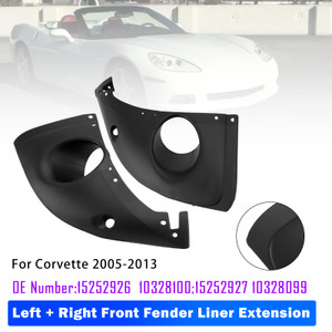 2005-2013 Chevy Corvette Left+Right Front Fender Liner Extension 15252926 10328100 Generic