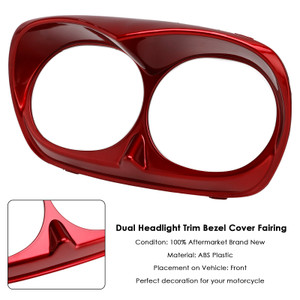 2010-2013 H-D headlight assembly Dual Headlight Trim Bezel Cover Fairing Red Generic