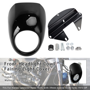 1973-up Sportster Dyna XL 883 1200 FX Headlight Fairing Light Cover Black Generic