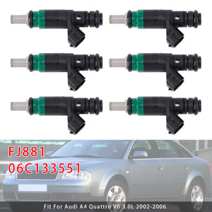 2002-2006 Audi A4/ Quattro V6 3.0L 6Pcs Fuel Injector 06C133551 Generic