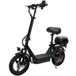 500W Adult Shock Absorption Electric Scooter with Seat 14" Commuter Electric Scooter With Carry Basket - Up to 30 Miles 20MPH