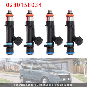 4Pcs Fuel Injector For Dacia Sandero Dokker Logan Renault Kangoo 0280158034