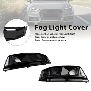 2016-2019 Audi A4 B9 S4 2PCS Black Front Bumper Foglight Grille Generic