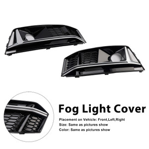 2016-2016 Audi A4 B9 S4 2PCS Black Chrome Front Bumper Foglight Grille Generic