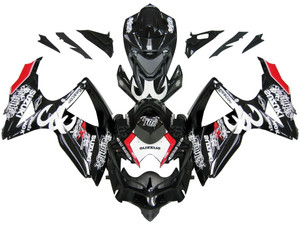 Fairings Suzuki GSXR 600 750 Black Red Relentless Racing  (2008-2009-2010)