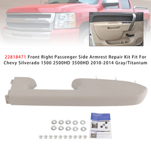 2010-2014 Chevrolet Silverado 1500 2500 3500 Front Right Passenger Side Armrest Repair Kit 22818471 Gray/Titanium Generic