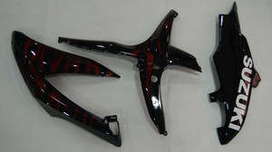 Fairings Suzuki GSXR 600 750 Black & Red Flame Racing  (2008-2009-2010)