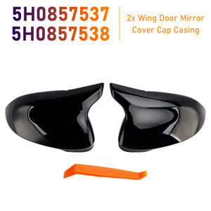2020-2024 Volkswagen VW Golf 8 MK8 VIII 8R R GTI GTE GTD 2x Wing Door Mirror Cover Cap Casing Gloss Black Generic
