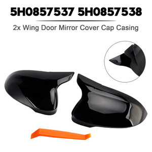 2020-2024 Volkswagen VW Golf 8 MK8 VIII 8R R GTI GTE GTD 2x Wing Door Mirror Cover Cap Casing Gloss Black Generic