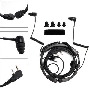 K-Head Binaural Telescopic Throat Mic Headset for TK-208 TK-220 TH-D7 TH-F6