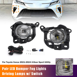 2021-2024 Toyota Venza 4-Door Sport Utility Pair LED Bumper Fog Lights Driving Lamps w/ Switch TO1038271 Generic