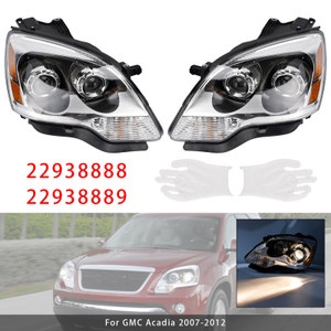 2007-2012 GMC Acadia Left+Right HID Headlight 22938888 22938889 Generic