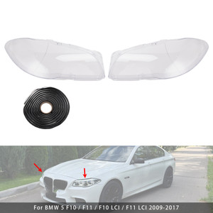 2009-2017 BMW 5 F10/ F11/ F10 LCI /F11 LCI Left+Right Headlight Plastic Cover with Seal Kit Generic