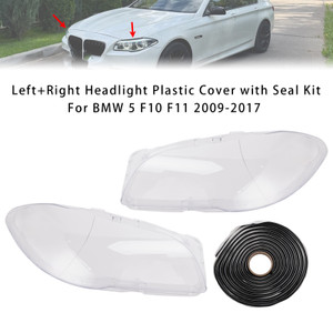 2009-2017 BMW 5 F10/ F11/ F10 LCI /F11 LCI Left+Right Headlight Plastic Cover with Seal Kit Generic