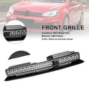 2010-2014 Volkswagen Golf MK6 GTI Style Front High Bar Black Chrome Trim Grille 5K0-853-651-AL-QWA Generic