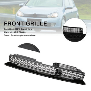 2010-2014 Volkswagen Golf MK6 GTI Style Front High Bar Black Chrome Trim Grille 5K0-853-651-AL-QWA Generic