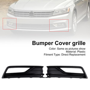 2016-2019 VW Passat B8 2PCS Fog Light Lamp Grille Cover 561854661M Gloss Black Generic