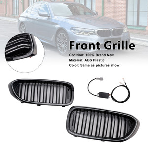 2017-2020 BMW 5 Series G30 G31 Double Slat Front Kidney Grille Gloss Black Generic