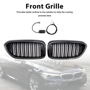 2017-2020 BMW 5 Series G30 G31 Double Slat Front Kidney Grille Gloss Black Generic