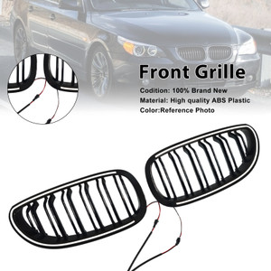 2004-2009 BMW E60 E61 520i 530i 2PCS Glossy Black Front Sport Kidney Grille Generic