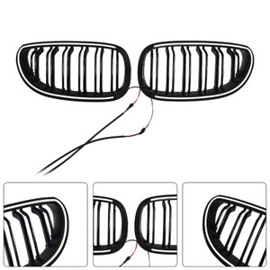 2004-2009 BMW E60 E61 520i 530i 2PCS Glossy Black Front Sport Kidney Grille Generic