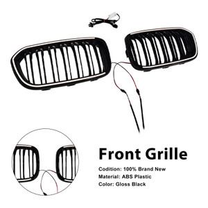 2015-2017 BMW 1 Series F20 F21 Double Line Front Kidney Grille Gloss Black Generic