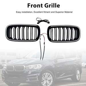2013-2018 BMW X5/X6 F15/F16 Double Slat Front Bumper Kidney Grille Gloss Black Generic