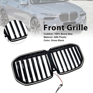 2013-2026 BMW X7 G07 Black Single Line Front Bumper Grille Gloss Black Generic
