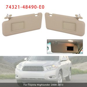 2008-2013 Toyota Highlander Pair Beige Sun Visor 74321-48490-E0 Generic